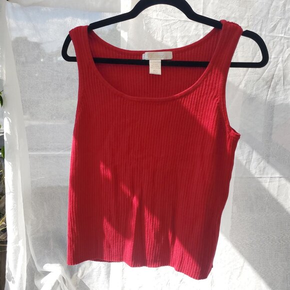 Red Ribbed Tank Top - Picture 5 of 6